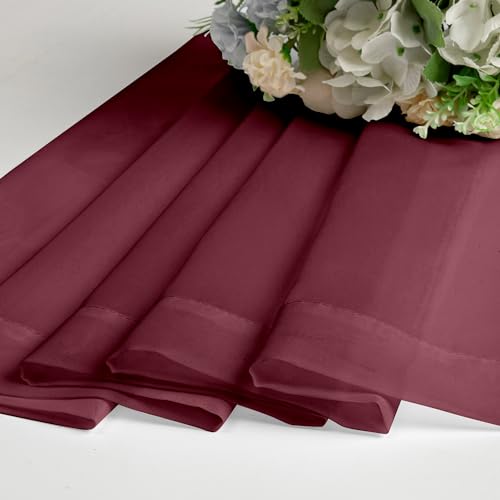 Image of OWENIE Sheer Curtains, Sheer Curtains 78 inch Length 2 Panels Set, Rod Pocket Voile Fimly Sheer Drapes for Living Room /Bedroom, 2pcs, Each 42 inch W x 78 inch L, Burgundy