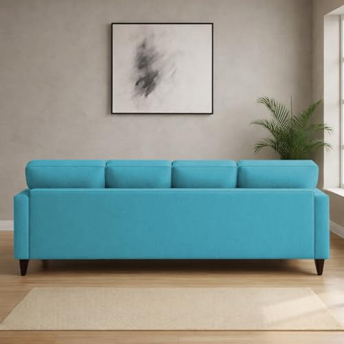 Image of Carlos RHS 4 Seater L Shape Sofa Set for Living Room & Home Office Furniture, Modern Durable Sectional Corner Sofa Couch, Premium Fabric Comfortable Seating with Strong Frame (Turquoise)