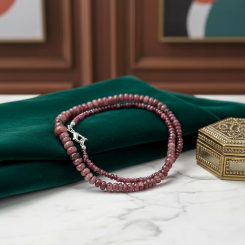 Collier perles rubis naturel rose 3-8mm bijoux lithothérapie 43cm - 5