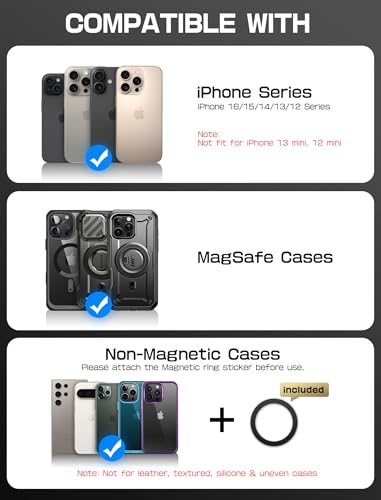 Image of SUPCASE for MagSafe Wallet with AirTag Holder, Hold 5 Cards, Dark | Adjustable Stand, RFID Blocking, Strong Magnetic Lock, Magnetic Wallet for Men, Card Holder Tripod for iPhone 17 /16 /15 /14 /13