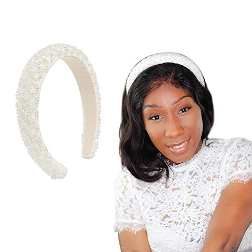SERRITZY Elegant Rhinestone Headbands, Silky Suede Padded Lining, Beaded, Diamond Sparkle, Prom, Bejeweled Headband, Girls, Wedding Gemstone Hair Accessories, Valentine's, Comfortable, Jeweled, Women