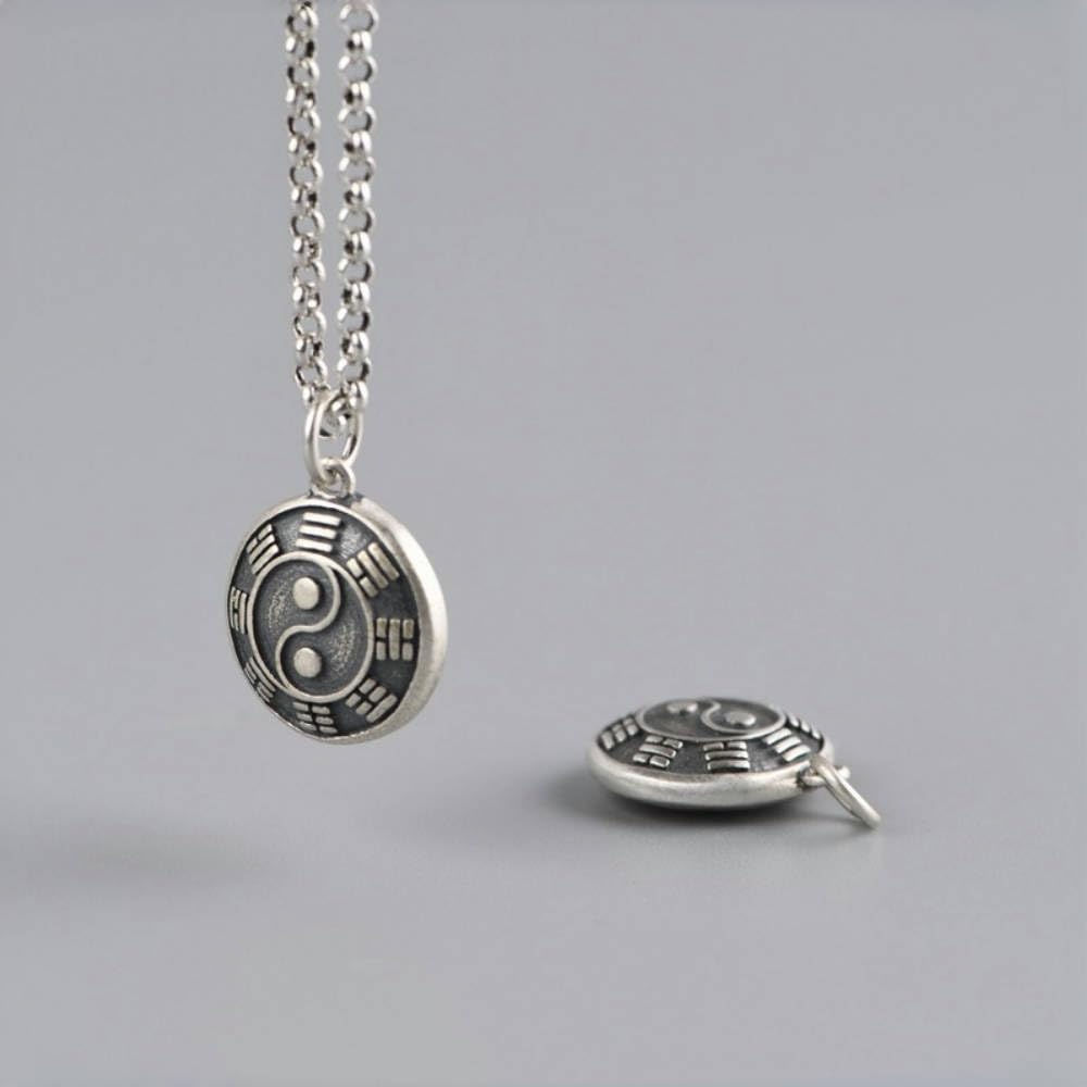 ForFox Collana con Ciondolo Yin Yang Tai Chi Cinese Piccolo in Argento Sterling 925 per Donna,Catena 50cm