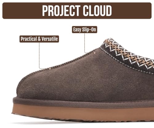 Image of Project Cloud 100% Genuine Leather Shearling Slippers for Women (Nerita) | Australian Fur Lining Memory Foam Insole Non Slip EVA Sole Fuzzy Plush House Shoes Warm Cozy Indoor Footwear Everyday Comfort