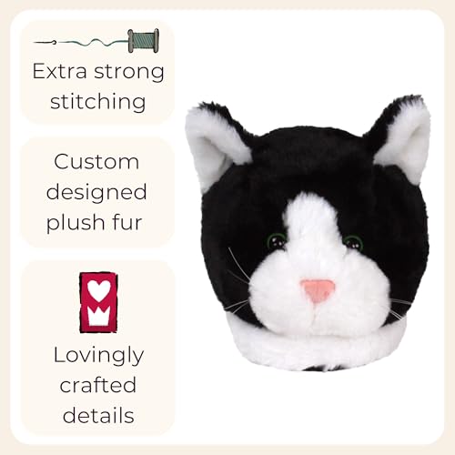 Black and White Kitty Slippers for Women and Men - Fuzzy Plush Tuxedo Cat Slippers for Adults4