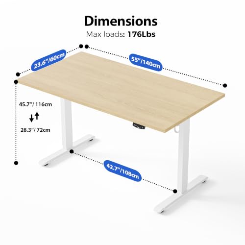 Image of Agilestic 55 * 24 Inch Height Adjustable Electric Standing Desk, Maple