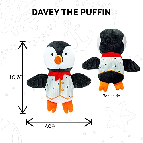 Image of Furhaven 2-Pack Squeaky Plush Dog Toys for Small /Medium Dogs, Washable w / Ruff Stuff Reinforcement - Dapper Dandies Nautical Collection - Otter /Puffin, Set of 2