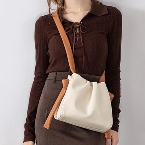 Trendige, strukturierte weiche PU-Umhängetasche, große Kapazität, Schultertasche, trendiger Knoten für Damen, Lazy Knot, weiß, One Size