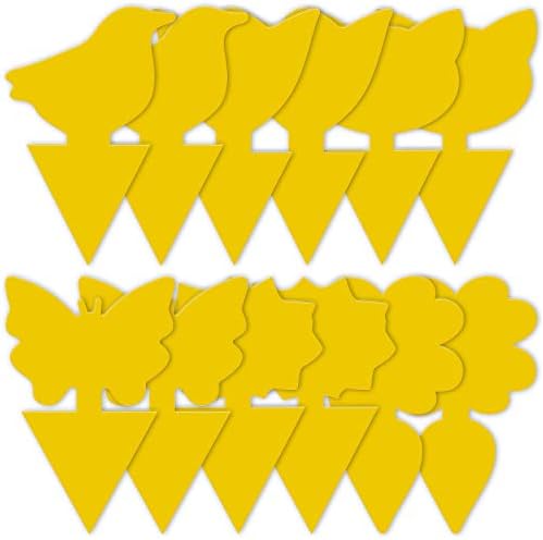 24 Pack Sticky Traps for Indoor Outdoor Natural Pest Control, Fruit Fly Trap and Fungus Gnat Traps for House Plants, Whitefly, Mosquito Bits, Flying Insects, Fly Traps Save Your Plants (Yellow)