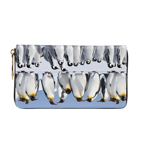 (Penguin) Faux Leather Wallet Long Clutch Zipper Purse Card Holder Travel Coins Cash Organizer Phone Pocket 7.48 x 4.13 x 0.9 inches2