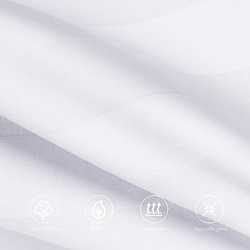 Image of 100% Egyptian Cotton Body Pillow Cover Long Pillow Case, 600 Thread Count Bed Pillow Protector with Zipper, Sateen Weave Cooling Full Body Pillowcase for Adults 20x54 Inches (1PC, Body, Striped White)