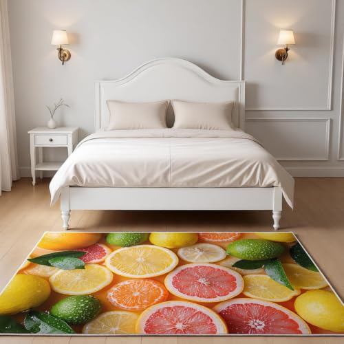 Tapis de salon orange agrumes pour une chambre chaleureuse