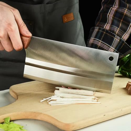 Image of Wizbiz 7 Inch Blade Meat Cleaver Knife for Kitchen Heavy Duty Meat Knife Butcher Cleaver Chopper for Cutting Mutton Chicken Bones Vegetable Kitchen Cutting Tool