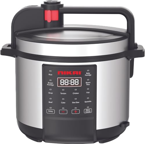 Nikai 11-in-1 Smart Multi-Cooker - 1000W 6L Capacity Electric Pressure Cooker Slow Cooker Rice Cooker Sauté Pan Yoghurt Maker Steamer Food Warmer Stainless Steel - NEP682DX -2 Years Warranty