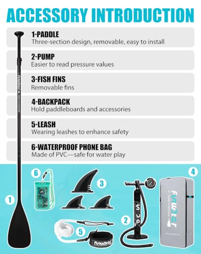 Image of FunWater Inflatable Ultra-Light Stand Up Paddle Board for All Skill Levels with Premium SUP Paddleboard Accessories,Non-Slip Comfort Deck for Youth & Adults
