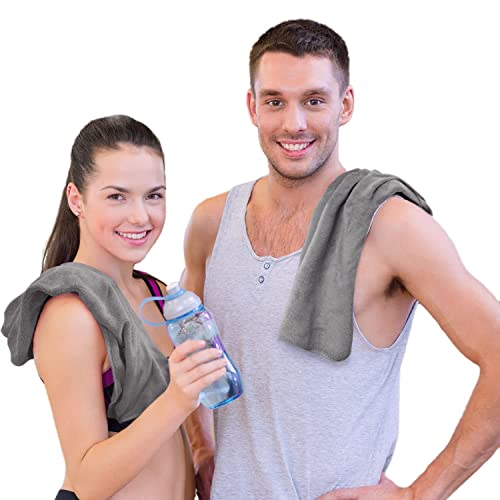 Image of Sassoon Microfiber Gym Towel (Set of 2, Grey) in 450 GSM for Men & Women Super Soft Towel, Fast Drying & Light Weight Ultra Absorbent Sports Towels, Use for Body and Face During Work & Travel