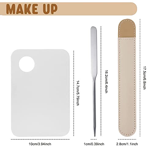 Makeup Spatula And Makeup Palette, Stainless Steel Foundation Palette & Tiny Spatula Tool For Nail, Art, Eye Shadow, Eyelash, Face Makeup (Acrylic Palette) #TOP4