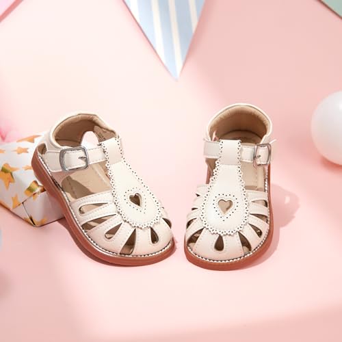 Image of Kolan Toddler Girl Sandals Open Toe Flat Princess Dress Shoes Little Kids