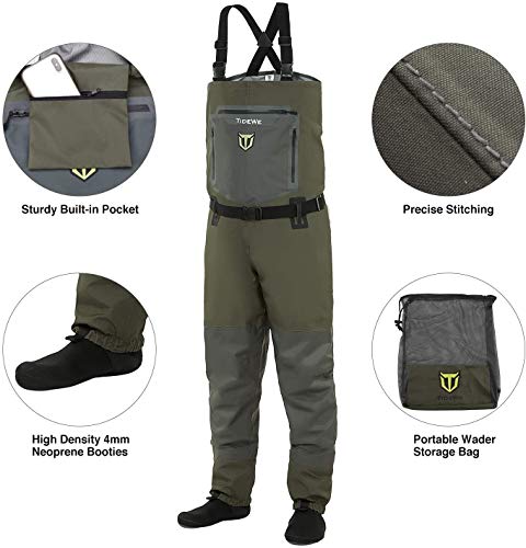 Tidewe Breathable Waders, Waterproof Stockingfoot Chest Waders With Zippered Pockets, Lightweight Fly Fishing Waders For Men And Women (Size S) #TOP4