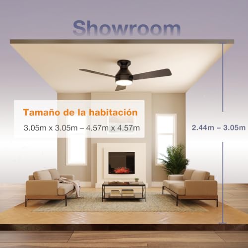 Miniatura 7 de Passky Ventilador De Techo Con Luz Silencioso 107cm Mando A Distancia Motor Dc 3 Temperaturas Luz Regulables Función Verano-Invierno 6 Velocidades Temporizador Interior Exterior Negro