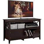 Yaheetech Wooden TV Stand for TVs Up to 48 inch, Media Entertainment Center Table, TV Cabinet Table with Storage Open Shelf & 2 Doors for Living Room, Espresso