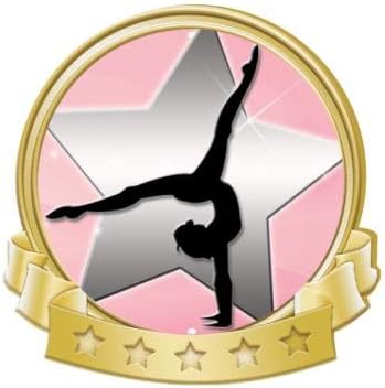 Crown Awards Gymnastics Female Banner Pin, Gold Gym Pins Prime