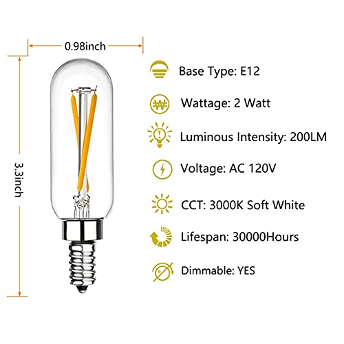 Beonllay Dimmable T6 Led Bulbs 25W Candelabra Bulbs 3000K Soft White, Clear Vintage 2W E12 Led Filament Edison Chandelier Light Bulbs With Decorative, 12 Pack #TOP1