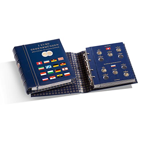 Leuchtturm Vista 367371 Coin Album for German 2 Euro Commemorative Coins with Protective Case Blue