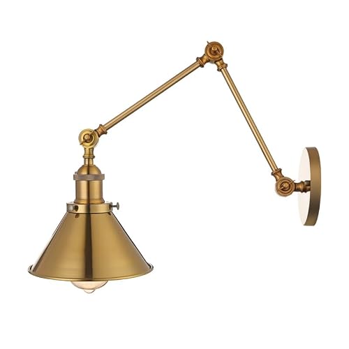 ELINKUME vägglampa med justerbar svängbar arm,E27 retro industriell vägglampa inomhus,vägglampor för sängbord i metall läslampa,sovrum vardagsrum hallbelysning art deco,guld