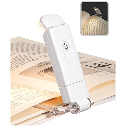 dewenwils Leselampe Buch Klemme, USB Wiederaufladbare Klemmleuchte für Lesen im Bett, 2 Einstellbare Helligkeitsstufen Buchlampe, Warmweißes Leselicht, Geschenk für Kinder und Bücherwürmer Cover