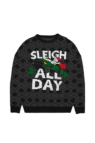 Marshmello - Black Sleigh All Day Ugly Long Sleeve Holiday Sweater - Unisex Crew Neck Pullover Sweater