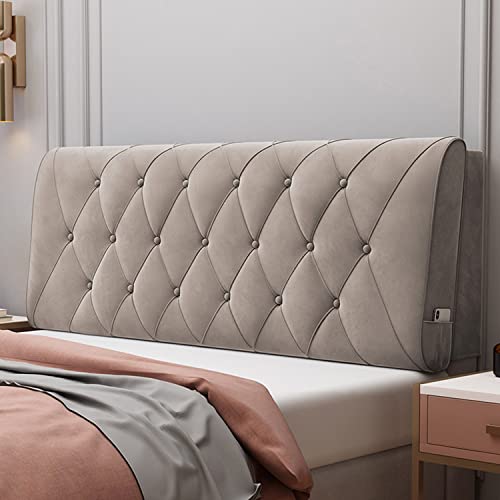 Cabecero De Terciopelo, Cojín Rectangular Tapizado para Mesita De Noche, Almohada De Apoyo Lumbar para El Respaldo De La Cama, Almohada Cilíndrica. Brown with Headboard 74.8