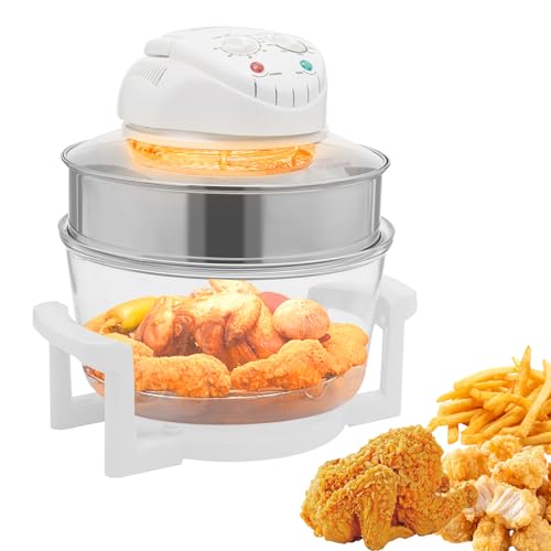 Glass Air Fryer,17.96Qt Capacity 360° Visibility Compact Smart Air Fryer Oven Turbo Electric Cooker w/Adjustable temperature & time for Deep Roast, Crisp, Keep Warm