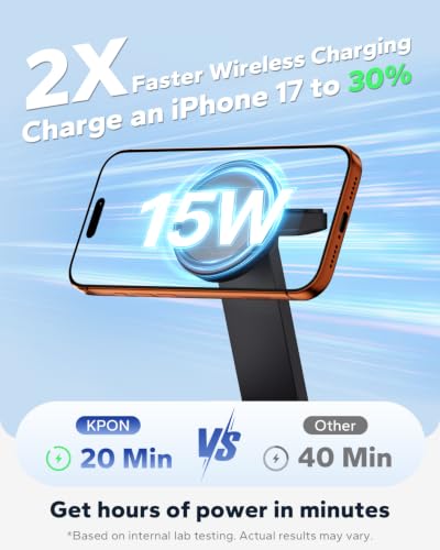 KPON 3 in 1 for iphone and Watch Charging Station, Wireless Charger Stand | 15W Desk Phone Charger for MagSafe, Nightstand Charging Dock with Light&30W Adapter, for iPhone 18 17 16/Apple Watch/AirPods - image 2