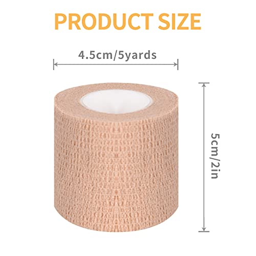 Self Adhesive Bandage Wrap 12 Pack,Sports Tape 2" X 5 Yards, Multi-Purpose Non-Woven Cohesive Wrap, First Aid Tape, Elastic Cohesive Bandage, Medical Tape For Stretch Athletic, Sports, Wrist, Ankle #TOP1