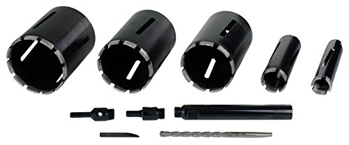 Steel Dragon Tools 5-Piece 1.5in. to 5in. Dry Diamond Core Drill Bit Kit with Hex SDS Adapters and Case