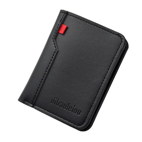 Carteira Masculina Premium em Couro, Preta, Ultra Fina, Porta Cartões, Notas e Documentos, Design Moderno, 11x8,3x1,3 cm