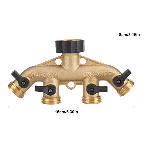 Hose Tap Connector 4-Way Brass Ball Valve - Image 2