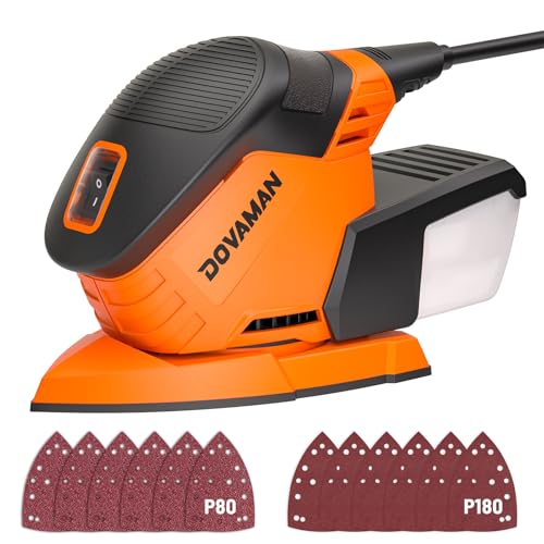 DOVAMAN L5 APEX Ponceuses de Détail 130 W, 12,000 RPM Ponceuse Souris Avec Aspiration Efficace, 12 Abrasifs, Outil Compact pour Bois, Métal, Angles et Meubles