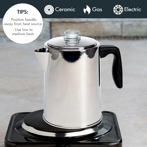 Primula Stovetop Coffee Percolator, Premium Stainless Steel Coffee Maker With Reusable Filter Basket, Non-Drip Spout, Glass Knob Brew Indicator And Heat Resistant Handle thumb #2