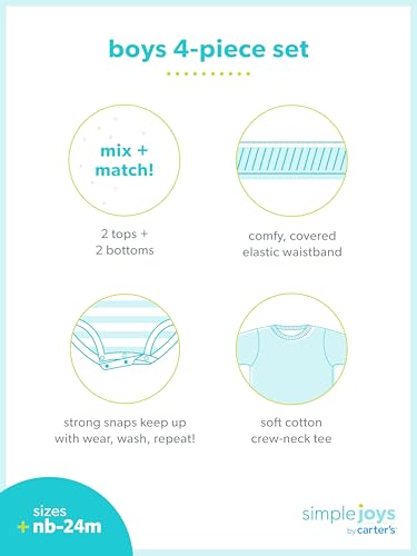 Image of Simple Joys by Carter's Baby Boys 4-piece Bodysuit, Top, and Pant Set
