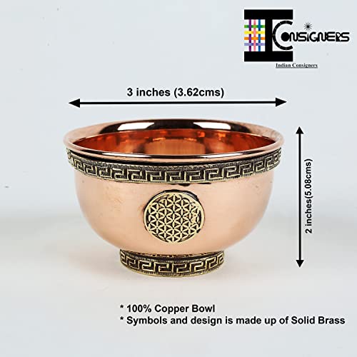 Indian Consigners Small Altar Witchcraft Serving, Offering or Smudging Copper Spiritual Holy Bowl (Flower of Life), (ICCB) - Image 4