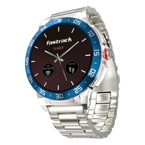 Image of Fastrack Magnus FX3 1.46 inch Smart Watch with Single Sync BT Calling, All-Round Health Monitoring, Functional Crown,Metal Alloy Case, 60+ Sports Modes,IP68 Water Resistant - Smartwatch for Men (Silver)