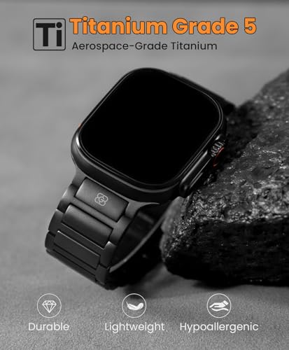 Image of Titanium Band Compatible with Apple Watch Ultra 3 /2 /1 49mm Band for Men & Series 11 /10 46mm, Grade 5 Titanium with DLC Coating for Ultra 3 Watch Band, Easy-Adjust Metal Band & Butterfly Clasp