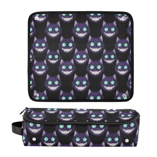 Bolsa de viaje para herramientas de cabello con estera para plancha Portátil para rizador, plancha y secador de pelo, diseño gato negro neón miniatura 3