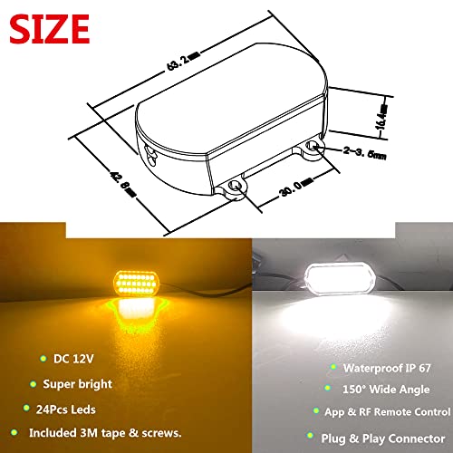 Nbwdy 8Pcs White Amber Led Strobe Rock Light Kit App Rf Remote Control Waterproof Emergency Warning Flash Aceent Underglow Wheel Well Side Marker Lights For Truck Car Atv Rzr Suv Golf Cart Pickup #TOP5