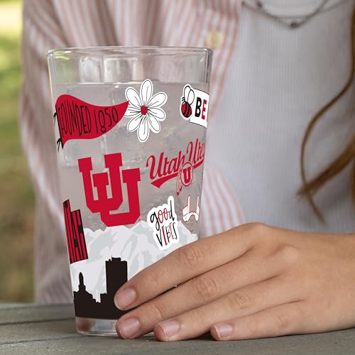 Image of Logo Brands NCAA 16 oz Pint Glass - Durable Glass With Bold Team Color- Chip-Resistant Rim Drinkware For Fans, Tailgates, Home Bars & Everyday Use