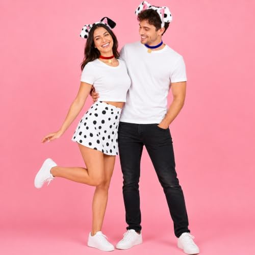 Matiniy Dalmatian Costume Set Include Dog Ear Headband Velvet Choker Tail for Party Dress Up (Style1) - 3