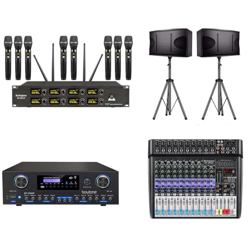 Sistema inalámbrico profesional de micrófonos UHF de 8 canales, micrófonos dinámicos metálicos sin cable, alcance de 262 pies, ideal para karaoke, iglesia, canto, DJ y fiestas (BR-860UM) miniatura 7