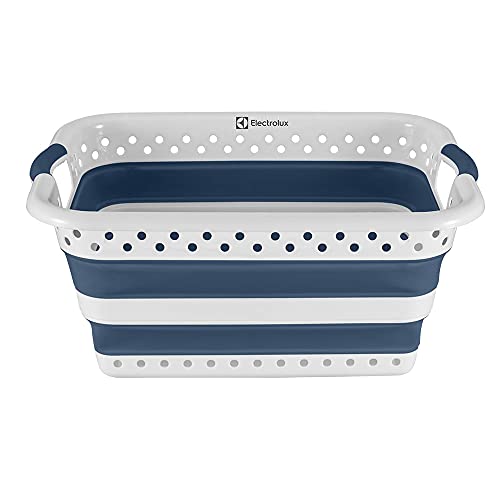Cesto Dobrável para Roupas Electrolux, Branco com detalhes em azul