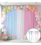 JCJ Blue Pink Backdrop for Baby Shower Gender Reveals Backdrop Pastel Curtains for Birthday Party...